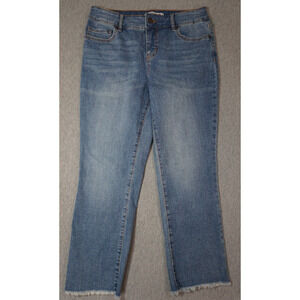 Code Bleu Women's size 4 Chelsea Capri Frayed Hem Whiskered Medium Wash